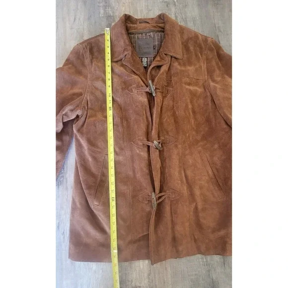 J.Crew Men's Large Brown 100%‎ Leather Suede Coat Zipper Lining Jacket EUC - Picture 15 of 16